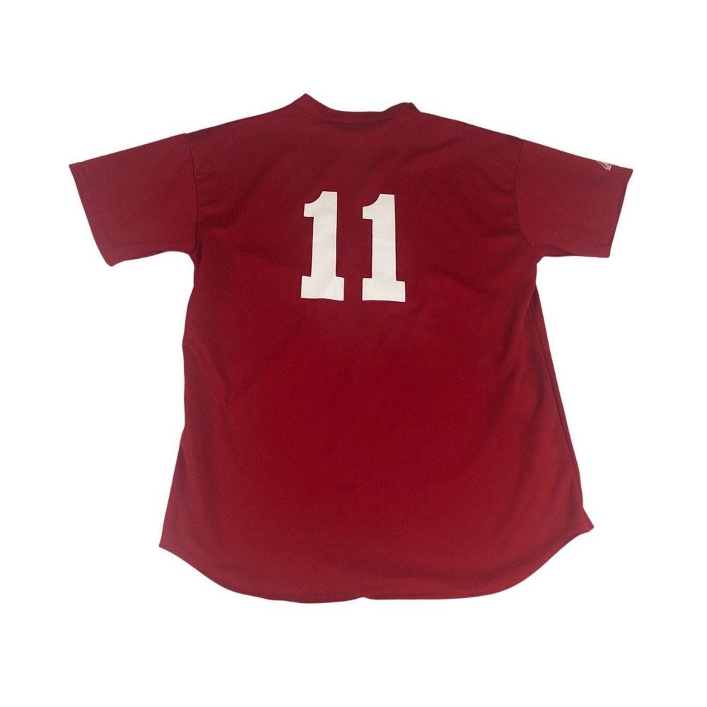 Vintage 90s Mens Majestic California Angels V-Neck Baseball Jersey Red 11 XL USA - Picture 2 of 8